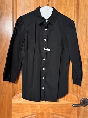 Sunhee Moon San Francisco Popover Blouse — Black EUC Size 1 (S)